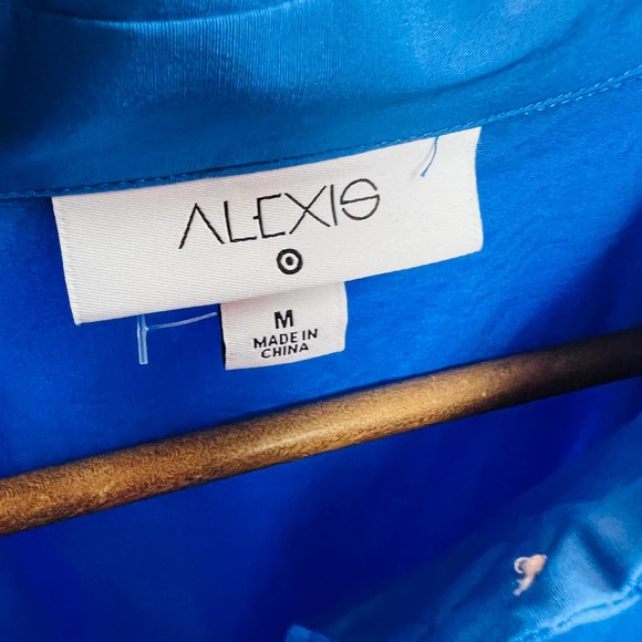 Alexis Shirt Dress Full Skirt Blue Short Sleeve Shirtdress - M - Picture 5 of 5